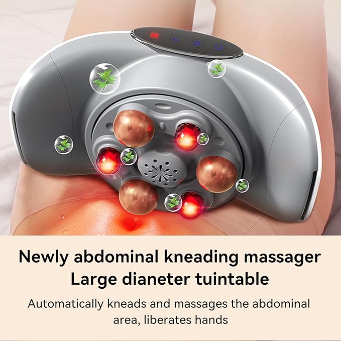 Automatic Abdominal Massager, Bianstone Belly Rubbing Instrument, Dual-use for Waist and Abdomen, Positive and Negative Massage, Flatulence Relief, Promote Intestinal Peristalsis (White)
