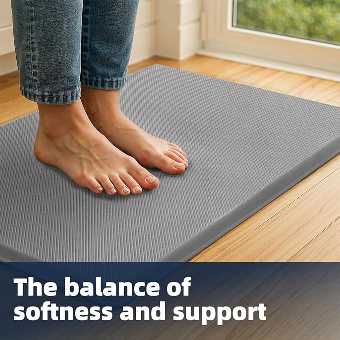 Kitchen Mat Cushioned Anti Fatigue, 0.75" Waterproof,Non Slip Kitchen Rugs, Memory Foam Comfort Mat for Standing at Home,Office,Sink,Laundry(20"x39" Grey)