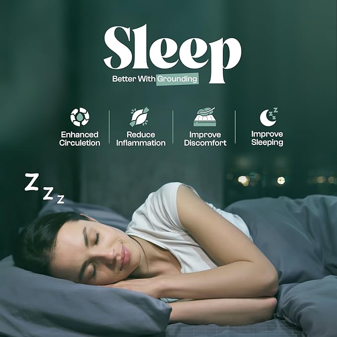 LuxeCraft Grounding Fitted Sheet – Organic Cotton & Silver Fiber | Breathable, Skin-Friendly | 15" Deep | Includes Tester Pen, Wristband, Eye Mask & Cord, King Size (Grey)