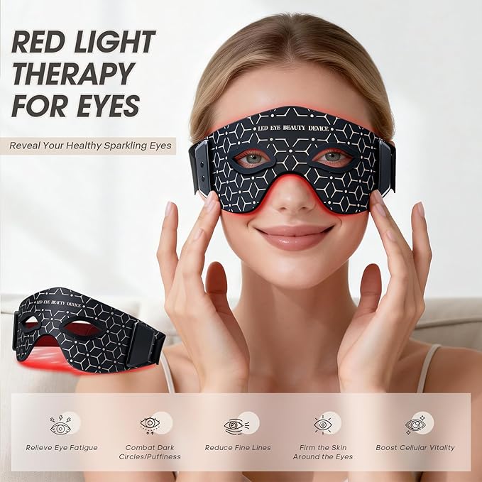 Red Light Therapy for Eyes,LXIANGN 5 Modes RED Light Eye Mask,Eye Massager for Eye Bags Dark Circles Puffiness Wrinkles Fine Lines for Men Women