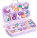 Daviky Travel Pill Organizer,Large 7-Compartment Pill Box for Vitamins & Medications, Compact Medicine Case for Pocket or Purse(Purple)