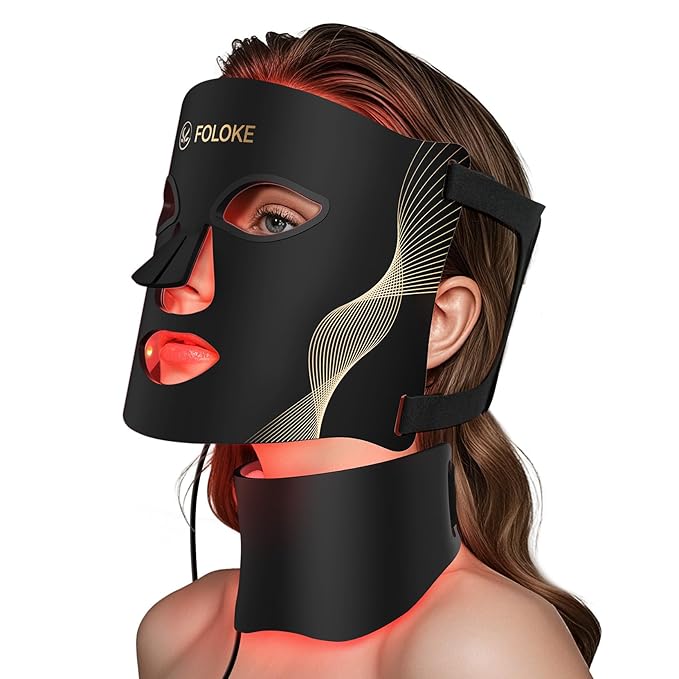 LED Light Therapy Mask Skin Care Mask, LED Red 630±5nm & NIR 830nm Wavelength for Home Use（Advanced Black）