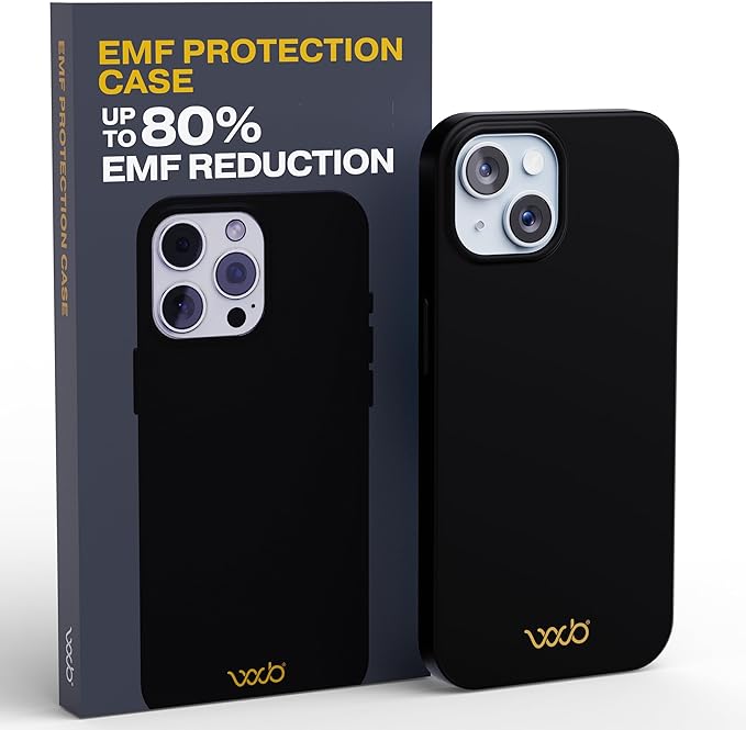 WAVEBLOCK EMF Protection Silicone iPhone Case Compatible with iPhone 15, Radiation Blocker, 5G Shield Reduction, Lightweight, USA Patented and Tested in FCC Lab, Black