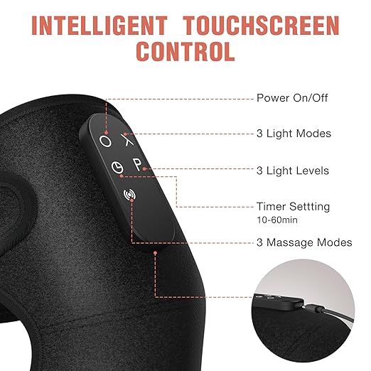 Red Light Therapy & Vibration Massage Knee Brace, 660nm&850nm Near Infrared Light Therapy, Heated Knee Massager for Pain Relief, A Pair of Knee Wrap,Heating Pad for Faster Recovery