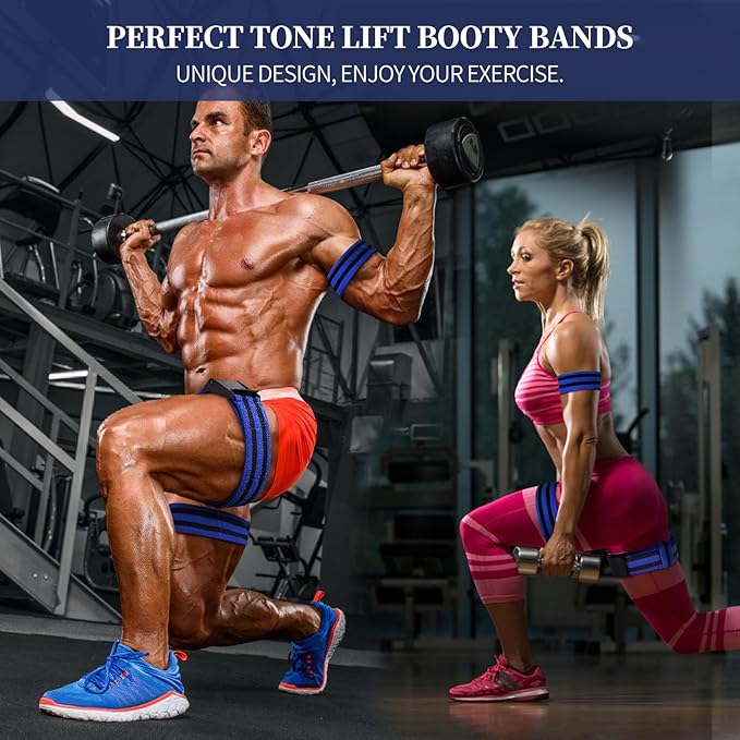Booty Bands, Blood Flow Restriction Bands, Arm Bands Adjustable Gym Straps for Occlusion Training, Help Increase Muscle Mass in Women & Men Without Heavy Weight Lifting