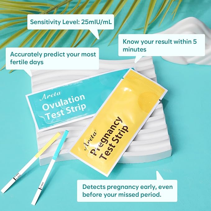 Areta Ovulation & Pregnancy Test Strips: 20 Ovulation Strips & 10 Pregnancy Tests Combo Kit | Accurate at-Home Fertility Tracker | Exd 07/11/2026