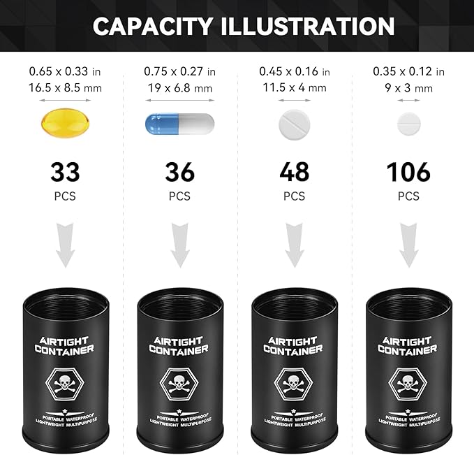 Tactical Pill Case, Durable Aluminum Small Pill Holder with Keychain, Airtight & Waterproof Vitamin Container for EDC, Travel, Outdoor - Green