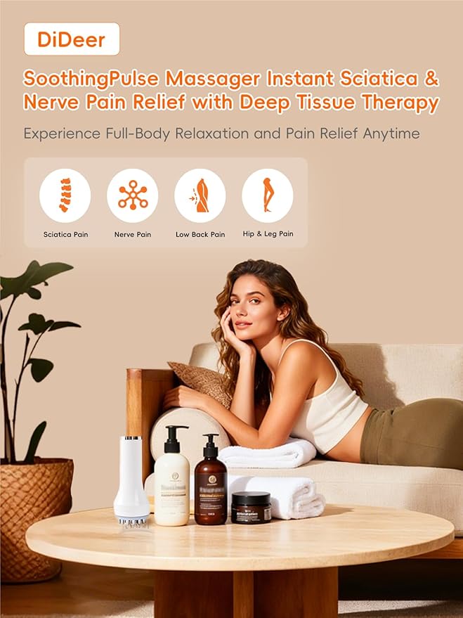 DiDEER Sciatica Pain Relief Devices, Deep Tissue Massager with Multi-Mode Technology,Heat & Light, Targeted Relief for Sciatic Nerve & Lower Back Pain