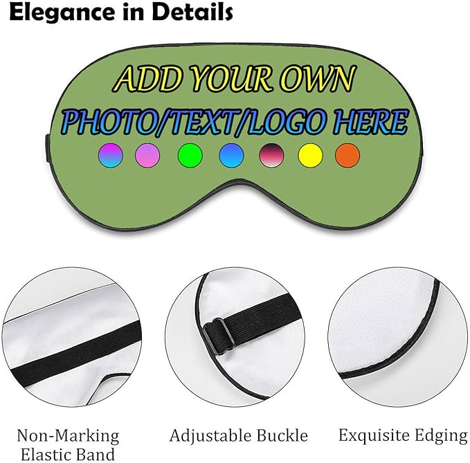 Personalized Eye Mask, Custom Eyeshade Blindfold Add Your Design Image Text Customized Eye Cover with Adjustable Strap for Sleeping Travel Work Naps Blocks Light, Fruit Green