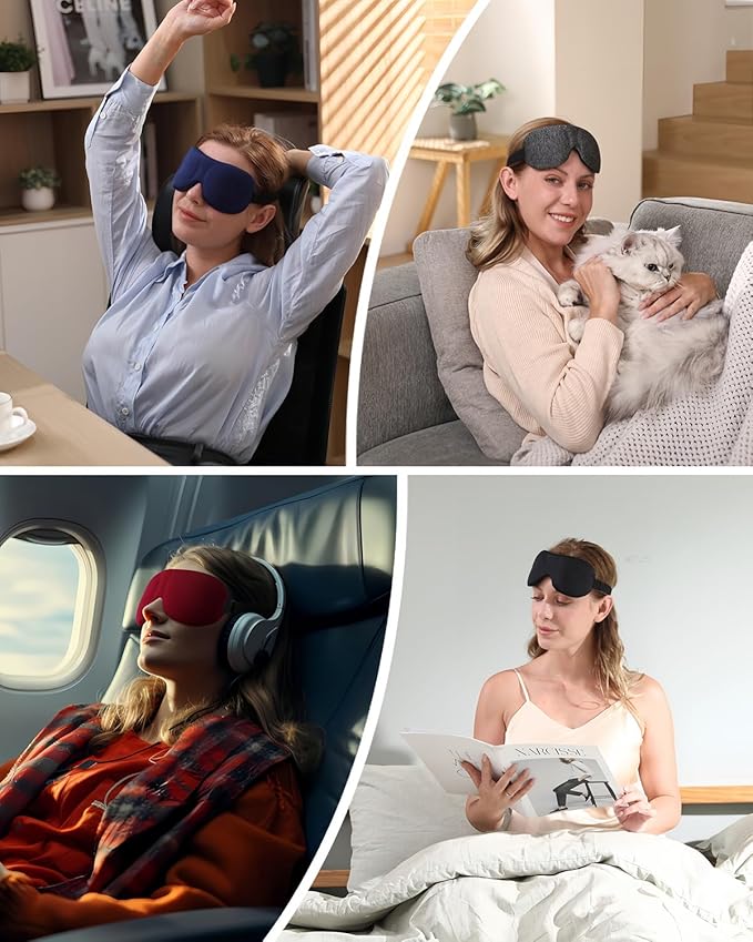 LKY DIGITAL Sleep Mask for Side Sleeper 3 Pack, Blackout 3D Eye Mask for Sleeping, Night Blindfold for Men Women