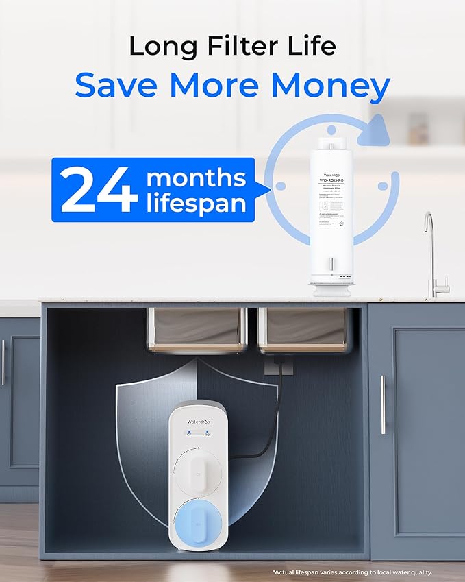 Waterdrop G5P500-RO Filter, Replacement for Waterdrop G5P500 & G5P500A Undersink Reverse Osmosis System, 24-month Lifetime