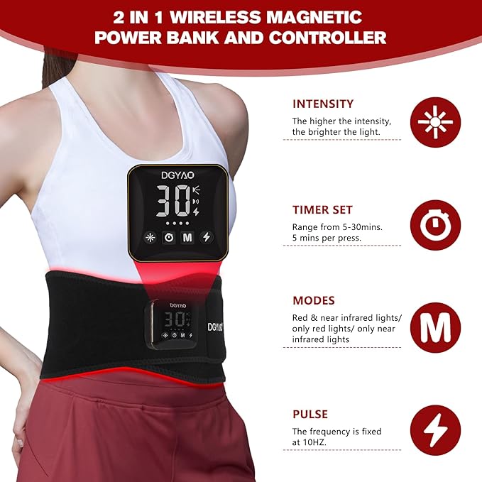 Cordless Red Light Therapy Belt for Back Pain Relief Infrared Light Therapy Portable Wrap for Waist Body Lower Back Shoulder Thigh