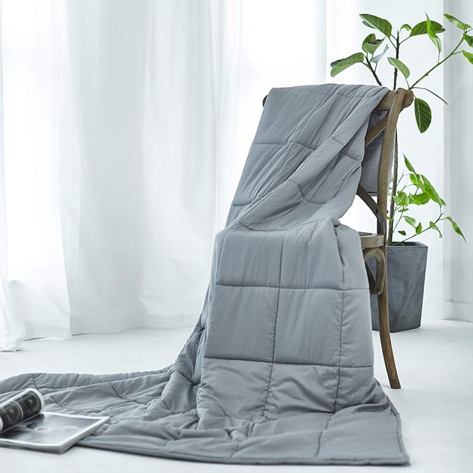 RelaxBlanket Weighted Blanket | 60''x80'',10lbs | for Individual Between 90-140 lbs | Premium Cotton Material with Glass Beads | Light Grey