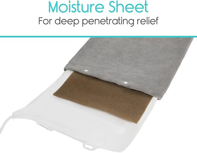 Vive Moist Heating Pad - Electric Heated Warming Hot Wrap for Heat Therapy on Back, Knee, Shoulder, Neck Pain, Period Menstrual Cramps, Cats, Dogs, Pets - Portable, Auto Shut Off (12" x 15")