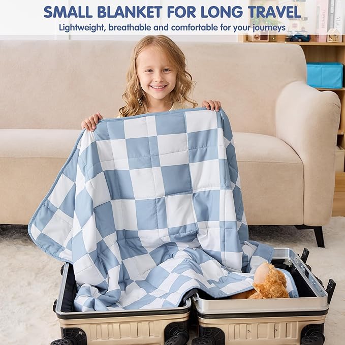 yescool Blue Checkered Weighted Blanket 5 Pounds Plaid Weighted Throw Blanket, Heavy Blanket for Sleeping, Tartan Bed Throw Blanket Gifts for 40-60lbs, 36"x48"