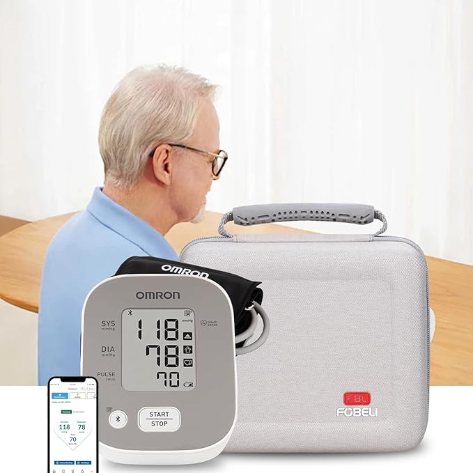 FBLFOBELI Hard Case for OMRON Bronze BP5150/for OMRON Silver BP5255 Blood Pressure Monitor with Upper Arm Cuff, Mesh Pocket for Other Small Accessories