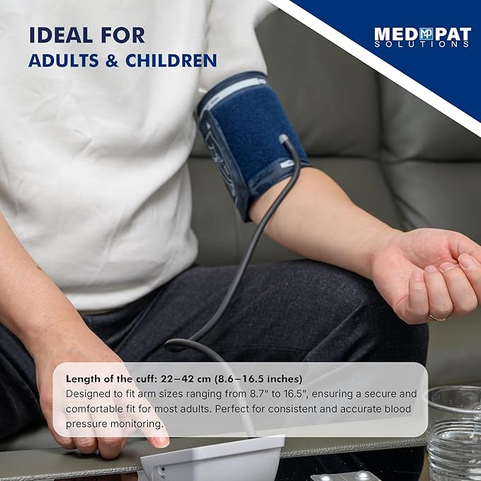 Med-Pat BP-R Blood Pressure Monitor - Digital Automatic Arm Cuff BP Machine - Large LCD, 2 Users, 120 Memories Each - Heartbeat & Still Detection - Portable, Easy - Round Design