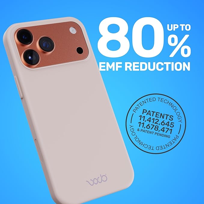 WAVEBLOCK EMF Protection Silicone iPhone Case Compatible with iPhone 17 Pro Max, Radiation Blocker, 5G Shield Reduction, Lightweight, USA Patented and Tested in FCC Lab, Stone