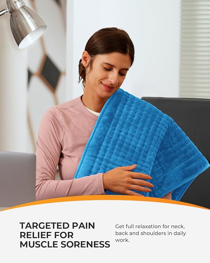 CooCoCo Large Electric Heating Pad for Back Pain & Cramps Relief, Auto Shut Off, Machine Washable, FSA Eligible Heat Pad for Neck & Shoulder, 17×33"