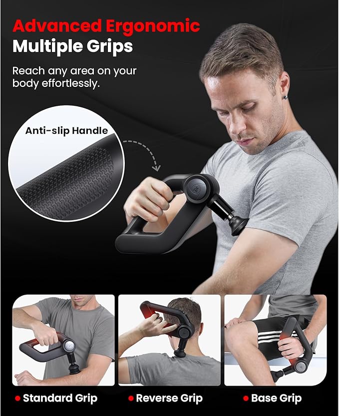 BOB AND BRAD D5 Ultra Massage Gun with Red Light Infrared Heat Head, FSA-HSA Eligible, 13mm Deep Tissue Percussion Muscle Massager, Ergonomic D-Handle for Effortless Pain Relief & Athlete Recovery
