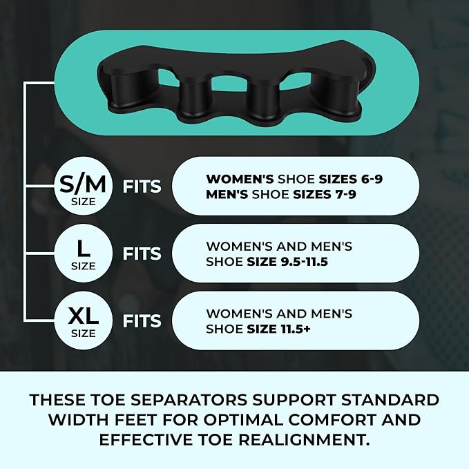 VYCE PrimalStep Toe Separators, Spreaders, Spacers, Straightener to Correct Toes for Men and Women, Bunion Corrector, Plantar Fasciitis and Athletic Mobility, 2 Pairs, S/M, Large