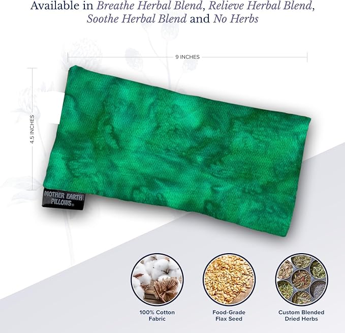Mother Earth Pillows Therapeutic Eye Pillow (Green Print - Relieve Herbal Blend)