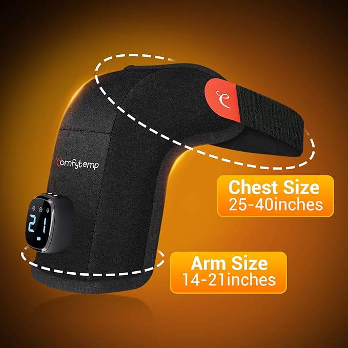 Comfytemp Cordless Shoulder Heating Pad for Rotator Cuff Soothing Comfort, Electric Heated Shoulder Brace Wrap App Control Wireless, Gifts for Mom Dad, 9 Heat 10-30 Timers (No Massage S/M)