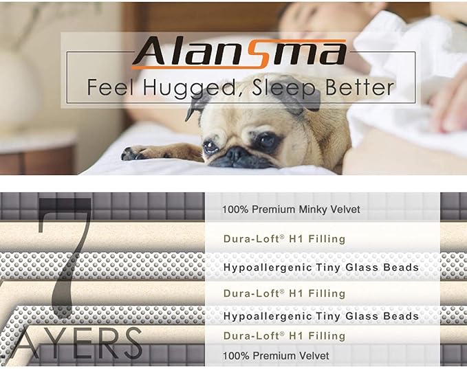 ALANSMA Reversible Weighted Blanket for All Season, Luxury Velvet, Warm and Cool, Adult 10Lb Grey Weighted Blanket, Enjoy Sleeping Anywhere(Grey,48"x72" 10lbs)
