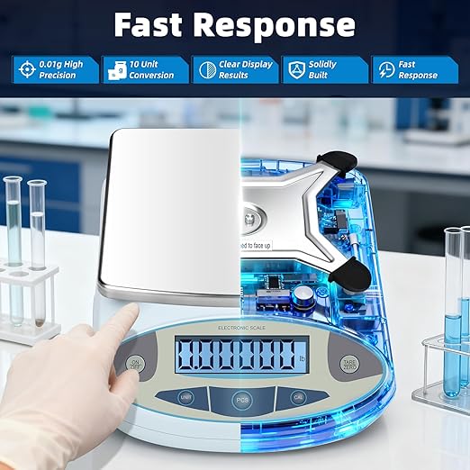 Lab Scale 5000g x 0.01g,13 Unit 0.01g Accuracy High Precision Digital Analytical Balance, Electronic Laboratory Precision Gram Scale Digital Kitchen/Jewelry/Scientific Scale