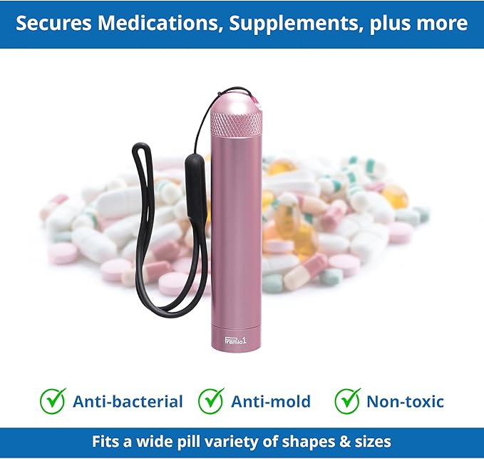 Regular Size 4” Storage Tube, Odor Locking Smell Proof, Waterproof Container, Medication Pills Supplements etc… Holds up to 85mm Length, Outdoor EDC Metal Holder, Pocket Travel - Rose Gold