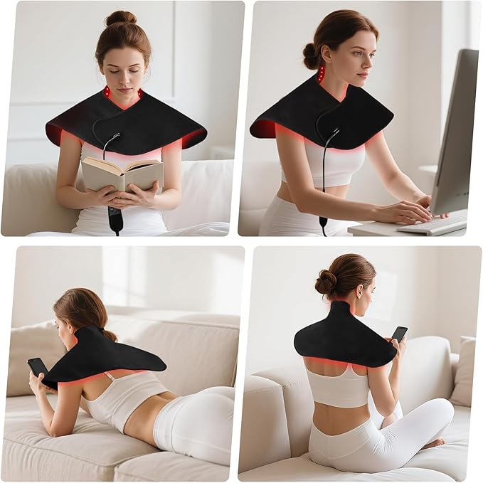 Red Light Therapy for Neck and Shoulder Heating Pad, Red Light Therapy Mat for Body with 660nm & 850nm, 210 LEDs redlight with Adjustable Timer & Intensity, Gifts for Women, Men, and Pets