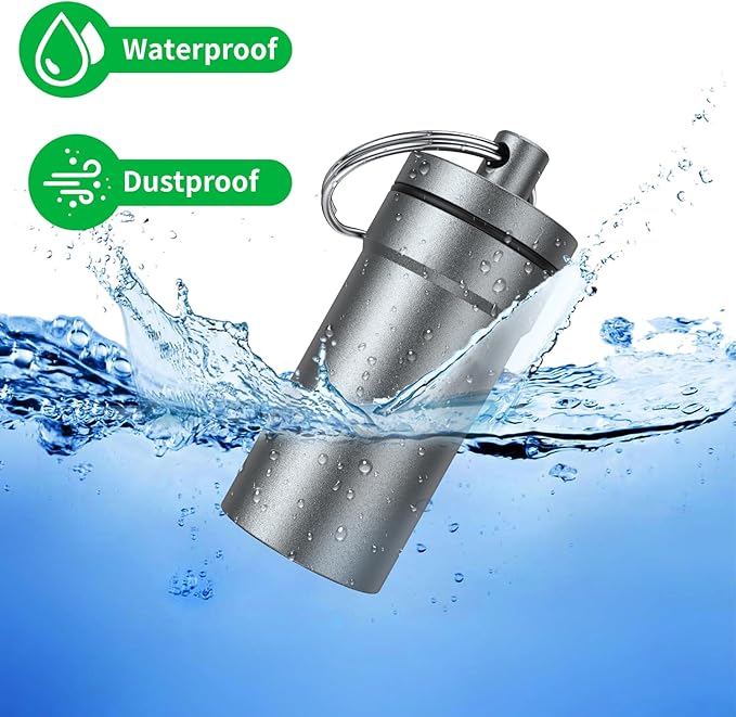 Portable Ear Plug Carrying Case, Urekt Waterproof Metal Earplug Case Keychain Container Holder（2 Pack）