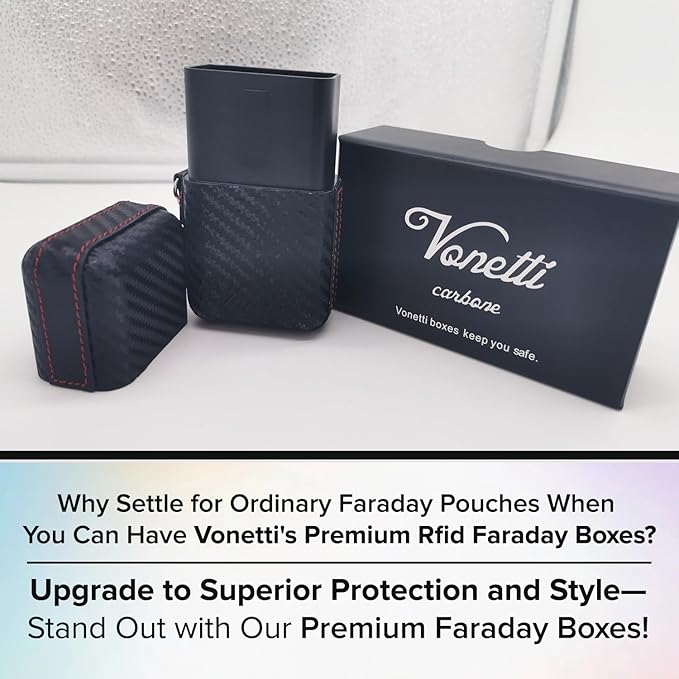 VONETTI Carbone Faraday Box for Car Keys- Anti-Theft Car Key Signal Blocking Pouch, RFID Keyless Entry Key Fob Protector & Blocker Blocking Cages- Car Accessories Gift for Men and Women