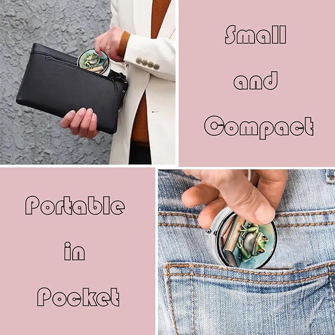 Metal Pill Organizer - 3-Compartment Mini Round Pill Case for Pocket & Purse, Portable Vitamin Holder, Easy-Open Design for Travel - Book and Frog