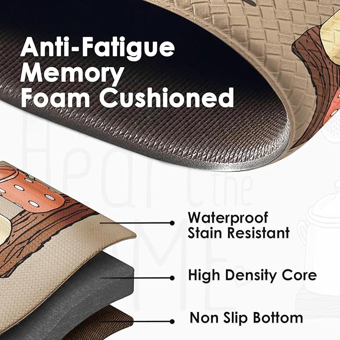 Arttown Farmhouse Anti-Fatigue Kitchen Rug Set of 2 Brown Quotes Cooking Cushioned Floor Standing Mat Waterproof Non-Slip Mat and PVC Ergonomic Comfort Foam Rug