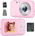 Digital Camera, Kids Camera with 32GB Card, FHD 1080P 44MP Vlogging Camera, 16X Zoom Point and Shoot Digital Camera Compact Portable Rechargeable Cameras for Teens Boys Girls Students Seniors-Pink
