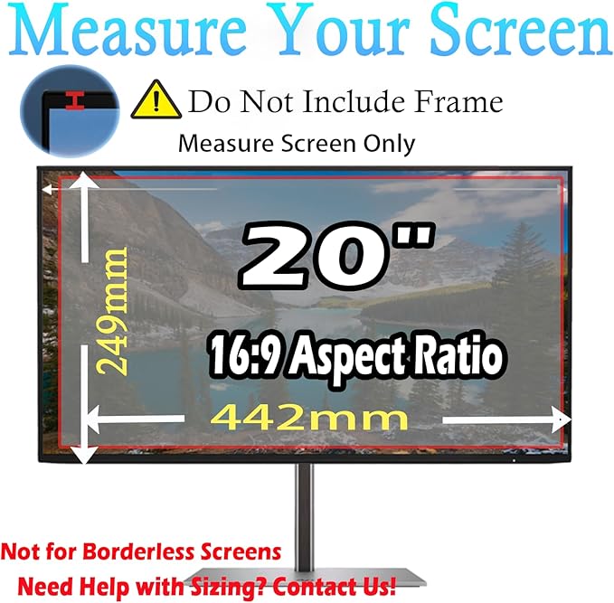 19.1 Inch Privacy Screen for Computer Monitor, 16:10 Anti-Spy Filter for Laptop & PC Display, Blue Light Blocking Anti-Glare Reversible Protector Film, Easy Slide-Mount Installation (19.1 Inch Widescreen(16:10))