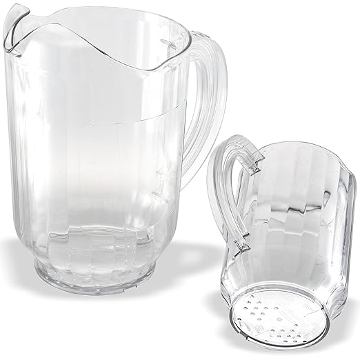 Carlisle FoodService Products Versapour Clear Pitcher Tall Pitcher for Restaurants, Catering, Kitchens, Plastic, 60 Ounces, Clear