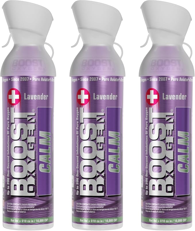 Boost Oxygen Large Calm Lavender Aroma 10L Canister | Respiratory Support for Aerobic Recovery, Altitude, Performance & Health (3 Pack)