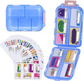 1Pack Travel Pill Organizer with 189 Medicine Labels, 10 Compartments Small Pill Case Compact and Portable Travel Pill Box for Airplane Car Purse Nurse Vacation Essentials