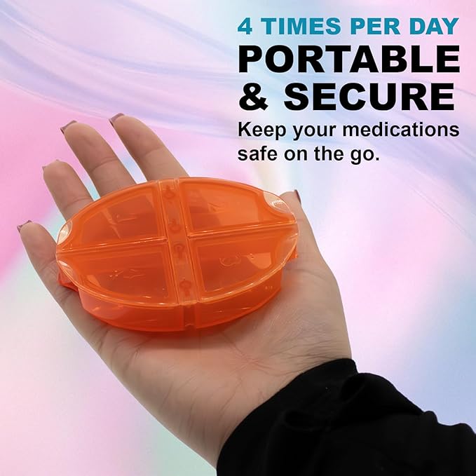e-Pill Tower Pro - 4 Times a Day x 7 Day Weekly Pill Organizer, Vitamin and Medicine Pill Box - Stackable Pillbox Holder and Pill Cutter