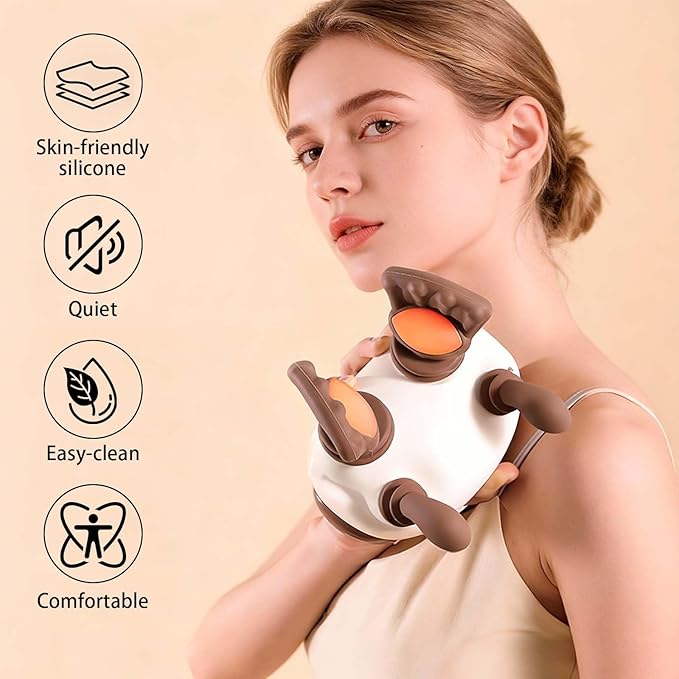 Neck and Shoulder Massager with Hands,Wireless Portable Deep Tissue Massage for Neck, 4D Bionic Real Touch Shiatsu Hand Massager, Rechargeable Cervical Electric Massager for Home Office
