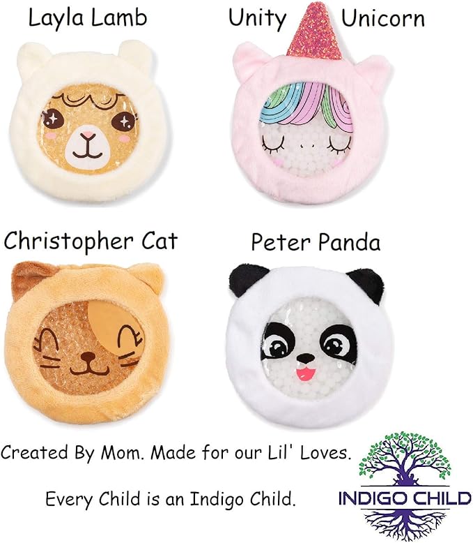 INDIGO CHILD : Premium Dual Action Hot or Cold Gel Packs | 4 Pack | Soft Plush Fabric Sleeves | Adorable Zoo Animals Design | Durable Gel Bead Wrap | Perfect for Boo-Boos and Aches