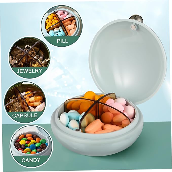 Lurrose Outdoor Portable Travel Compartment Organizer Airtight Storage Case Four Separate Compartments for Pill Vitamins and Medication for Travel and Daily Use