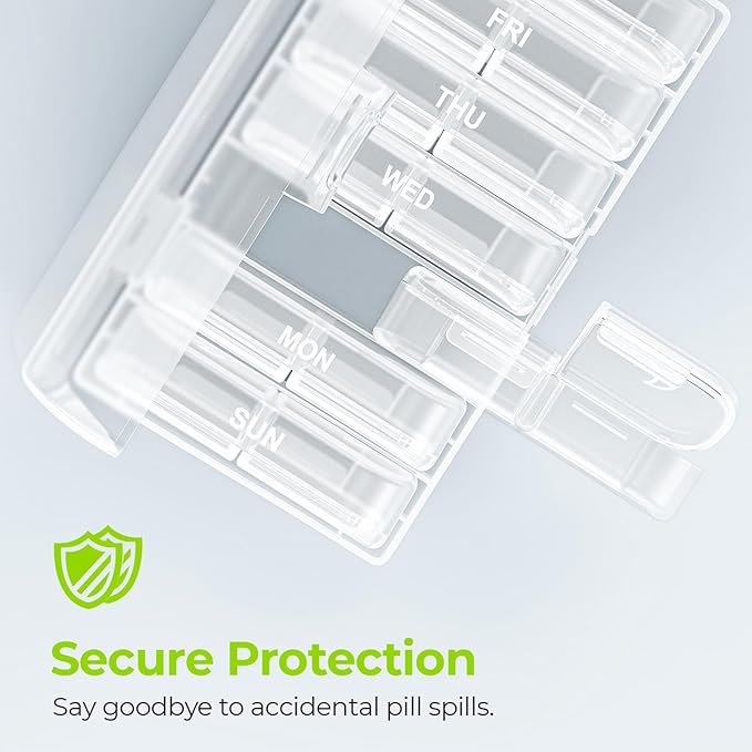 AUVON XL Weekly Pill Organizer 2 Times a Day, Pill Box 7 Day with One-Side Large Openings for Easy to Use, White AM PM Pill Case for Medication, Vitamins, Fish Oils, Supplements