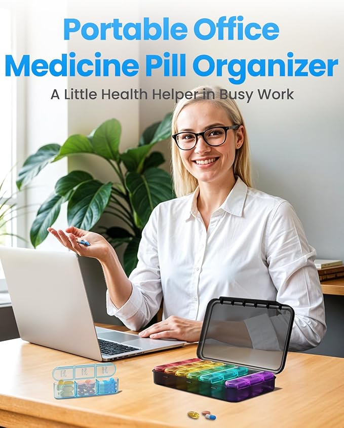 Pill Organizer 3 Times a Day with Double Protection, Moisture-Proof Weekly 3X a Day Pill Case, Daily Pill Box 7 Day for Travel to Hold Vitamis,Fish Oils, Supplements,DHC,Medication