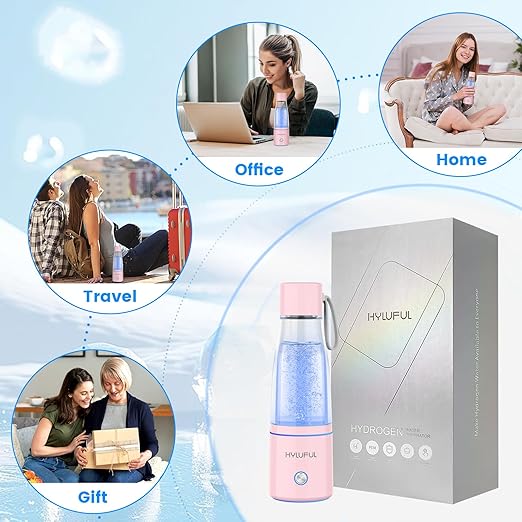 5000PPB Hydrogen Water Bottle, 3 in 1 Hydrogen Water Bottle Generator with SPE/PEM Electrolysis Technology Hydrogen Water Ionizer Machine for Home, Office/Pink