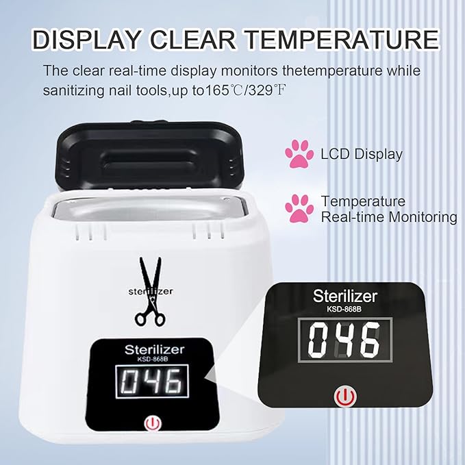 Nail Tool Sterilizer High-Temperature Nail Sterilizer Portable For Metal Nail Art Tools Dental Tool Sterilizer with Glass Beads Sterilizer High Temperature For Manicure Salon