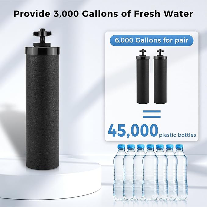 Black Water Filter Replacement fit for Ber.key Gravity Water Filtration System Black Activated Carbon Filter Replace BB9-2 Compatible with Gra-vity Filtration System by Fetechmate,4 pack