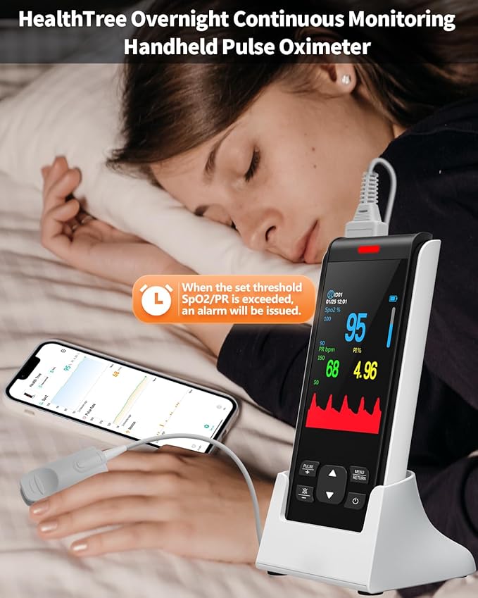 Pulse Oximeter Rechargeable Fingertip Pulse Ox, Handheld Pulse Oximeter, HealthTree Finger Blood Oxygen Saturation Monitor with SpO2 & Pulse Rate, Portable Oxygen Meter Finger for Adults